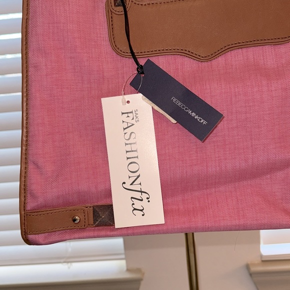 NWT Rebecca Minkoff Pink Canvas With Leather Trim Diamond Tote Size O/S - Picture 7 of 12